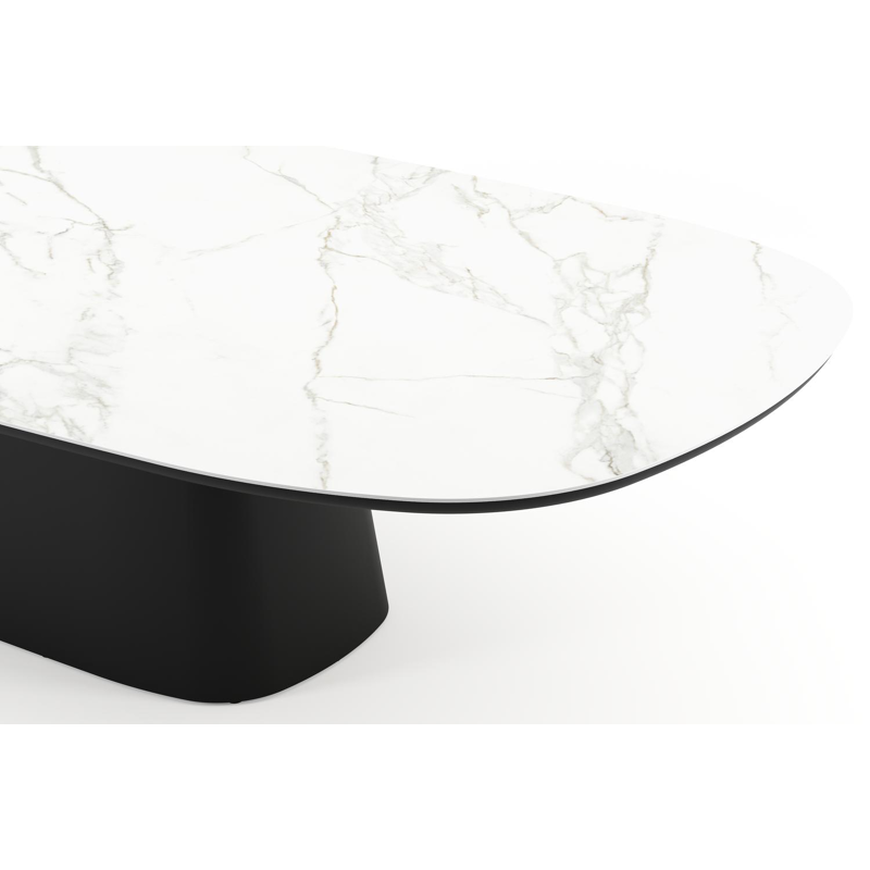 Table de jardin Amico bombo xl en aluminium noir et céramique pleine Calacatta - Lg. 320 x Lrg. 148 x Haut. 74 cm