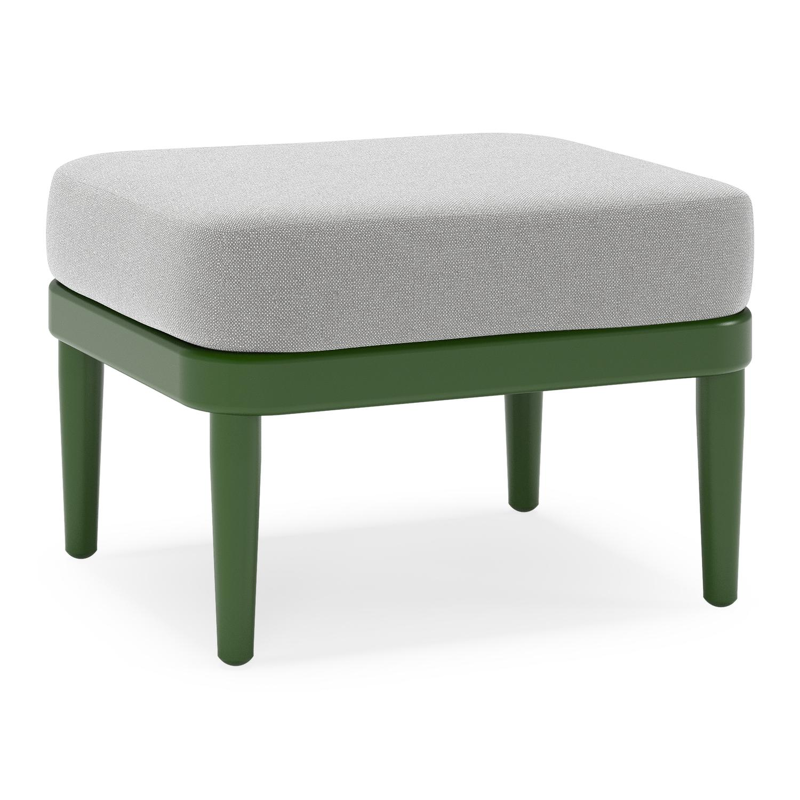 Orso poef in groen aluminium met Savane Grey all weather sunbrella® luxe kussen