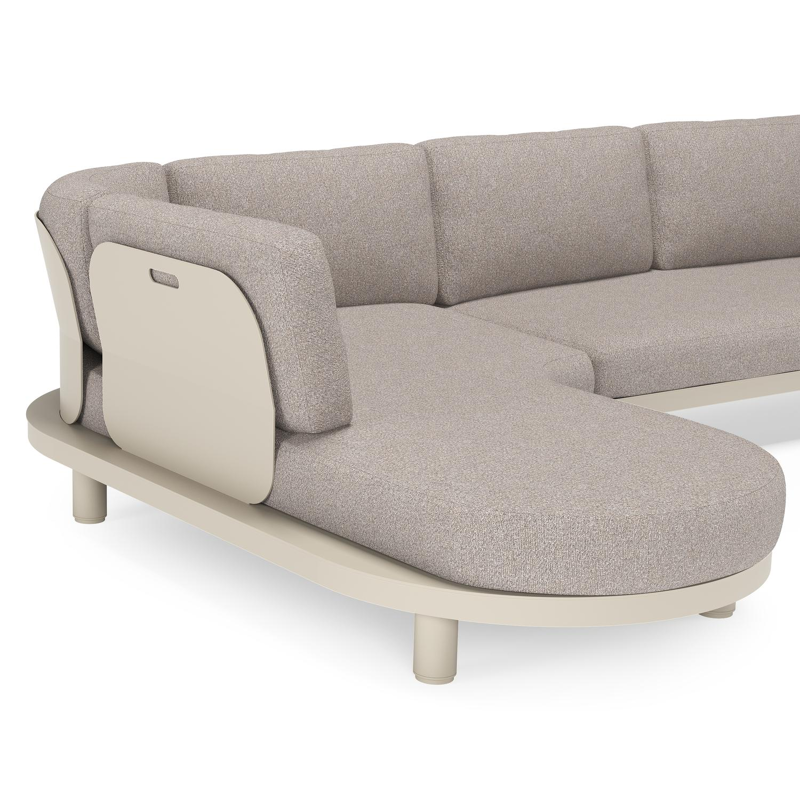 Donato loungehoek in beige aluminium met all weather sunbrella® luxe Tundra Charcoal kussen