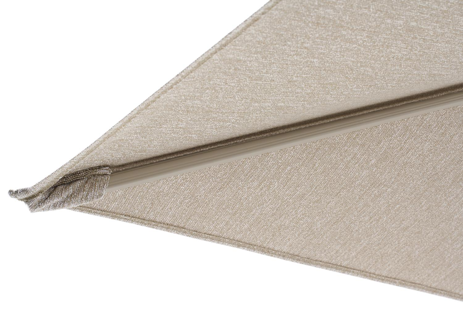 Rufina zweefparasol met tiltfunctie in beige aluminium en Sunbrella Luxe Tundra Sand parasoldoek - L1 400 x L2 300 cm (zonder voet) (zonder voet)