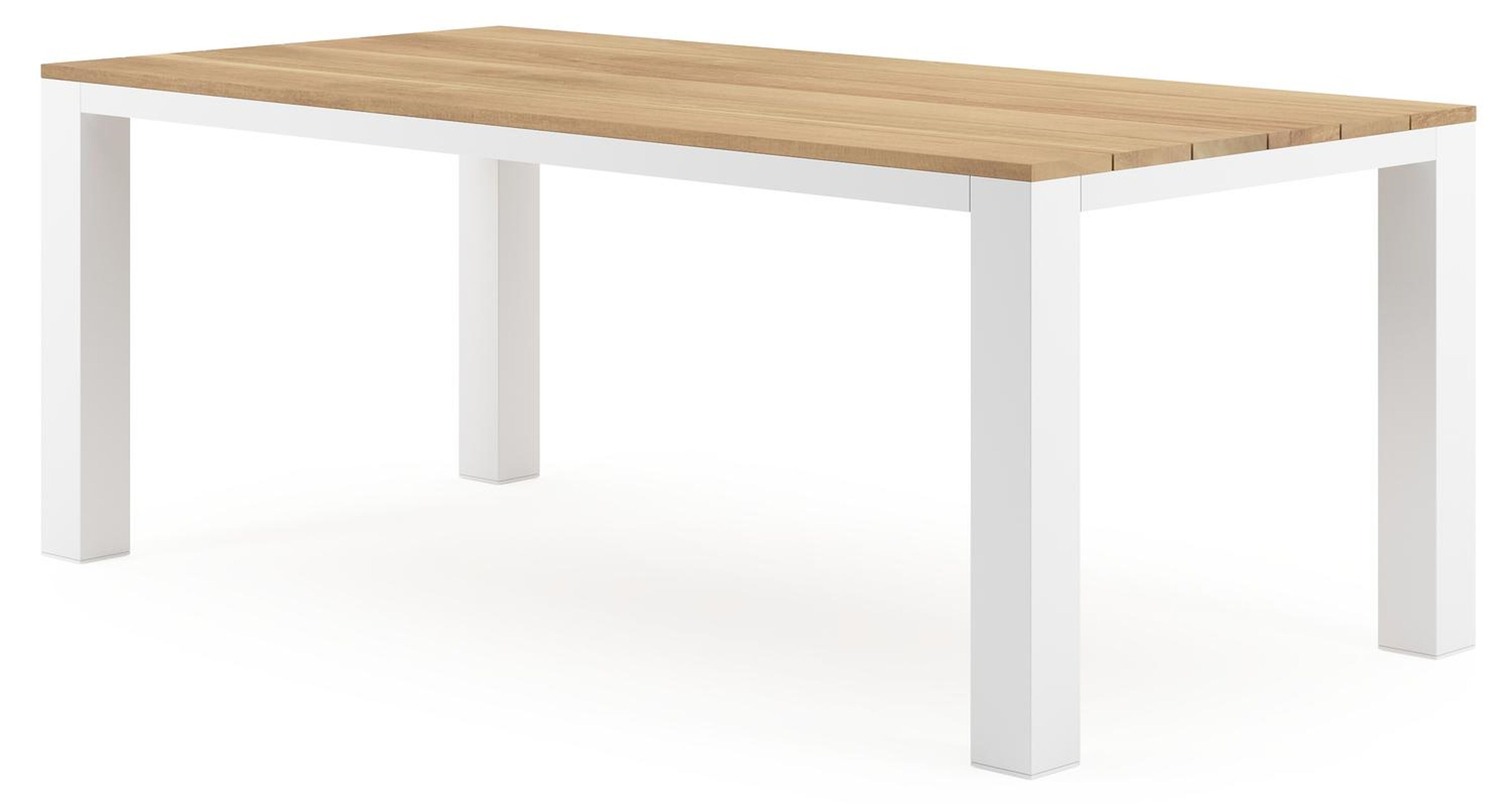 Nano tuintafel in wit aluminium en teak - L 200 x B 100 x H 75 cm