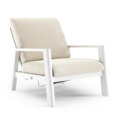 Fauteuil de jardin Cirello en aluminium blanc et coussins en all weather cosytica althea off white