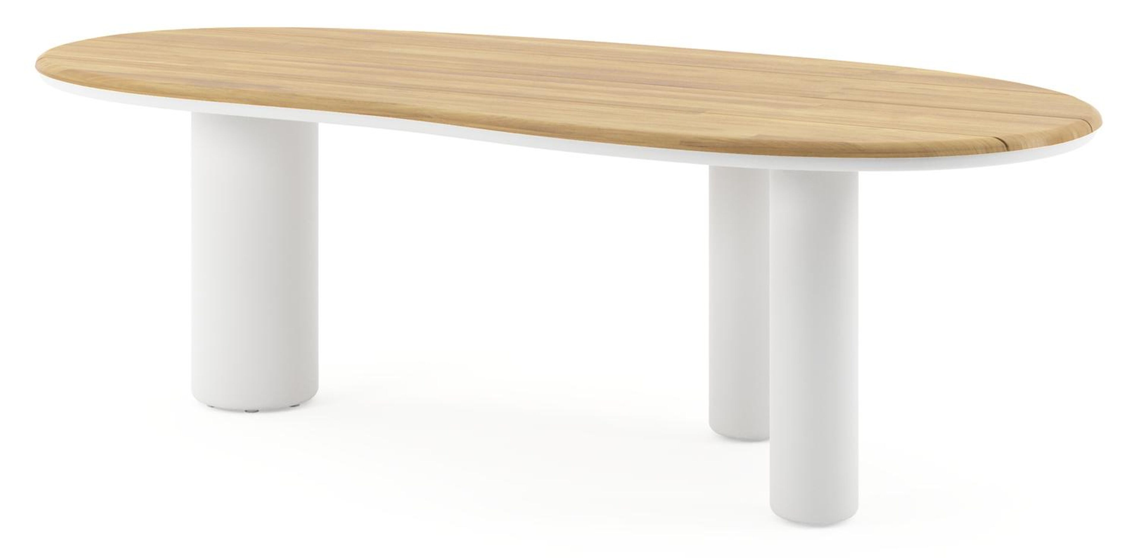 Amico tuintafel organisch in wit aluminium en teak - L 240 x B 110 x H 74 cm