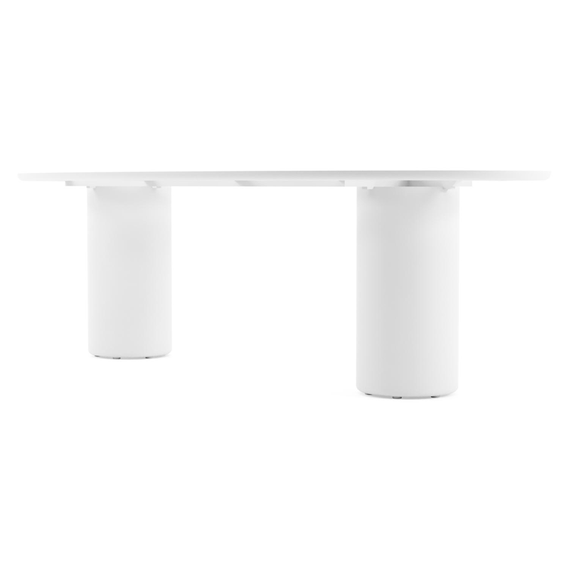 Table de jardin Amico oval en aluminium blanc et céramique pleine Colorado Dunes - Lg. 260 x Lrg. 125 x Haut. 73.5 cm