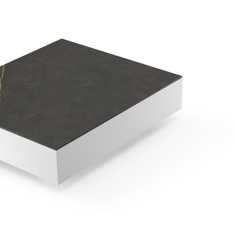 Como loungetafel rechthoekig in wit aluminium en volkeramiek Calatorao - L 70 x B 80 x H 20 cm