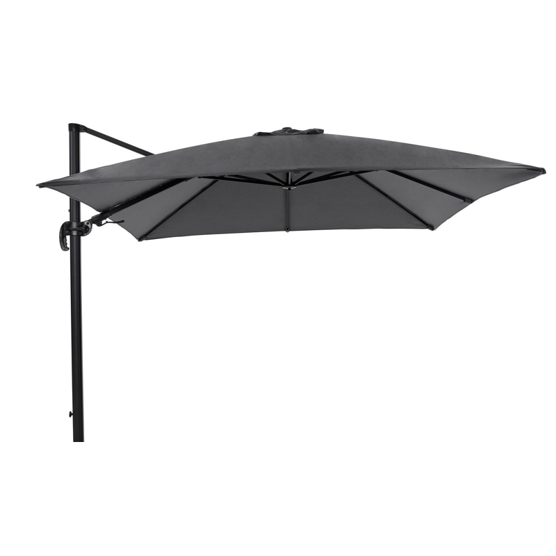 Avola zweefparasol met tiltfunctie in zwart aluminium met grijs weather+ softtouch parasoldoek - L1 300 x L2 300 cm (zonder voet)