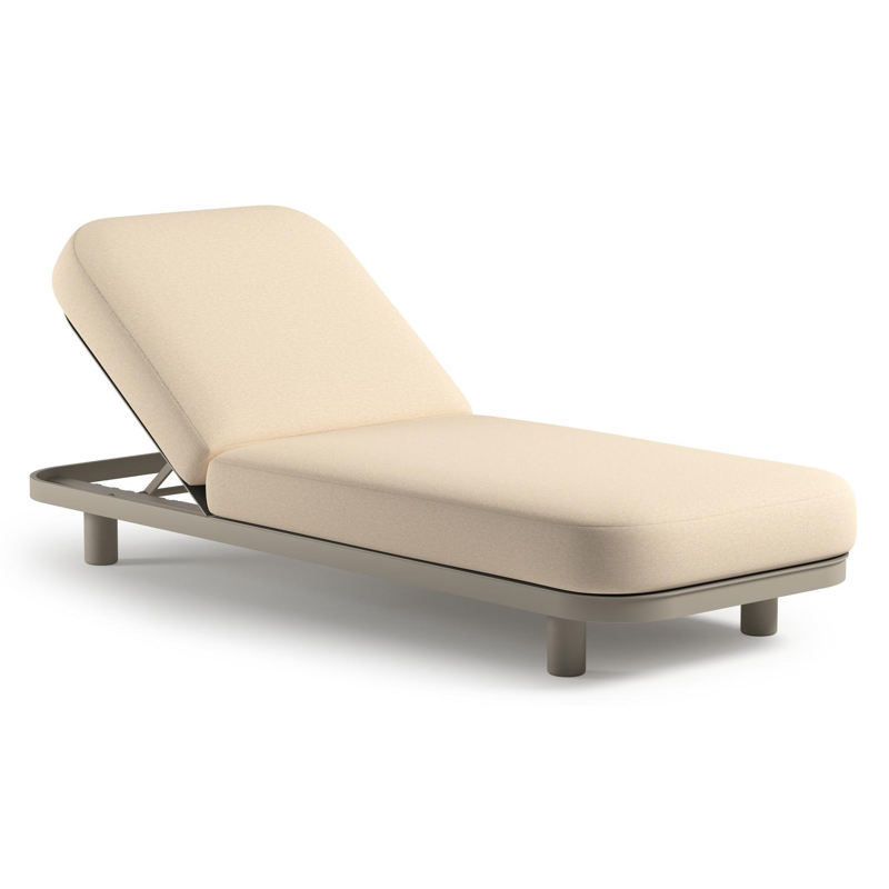 Chaise longue réglable Donato en aluminium beige avec All Weather Sunbrella® luxe heritage papyrus coussin