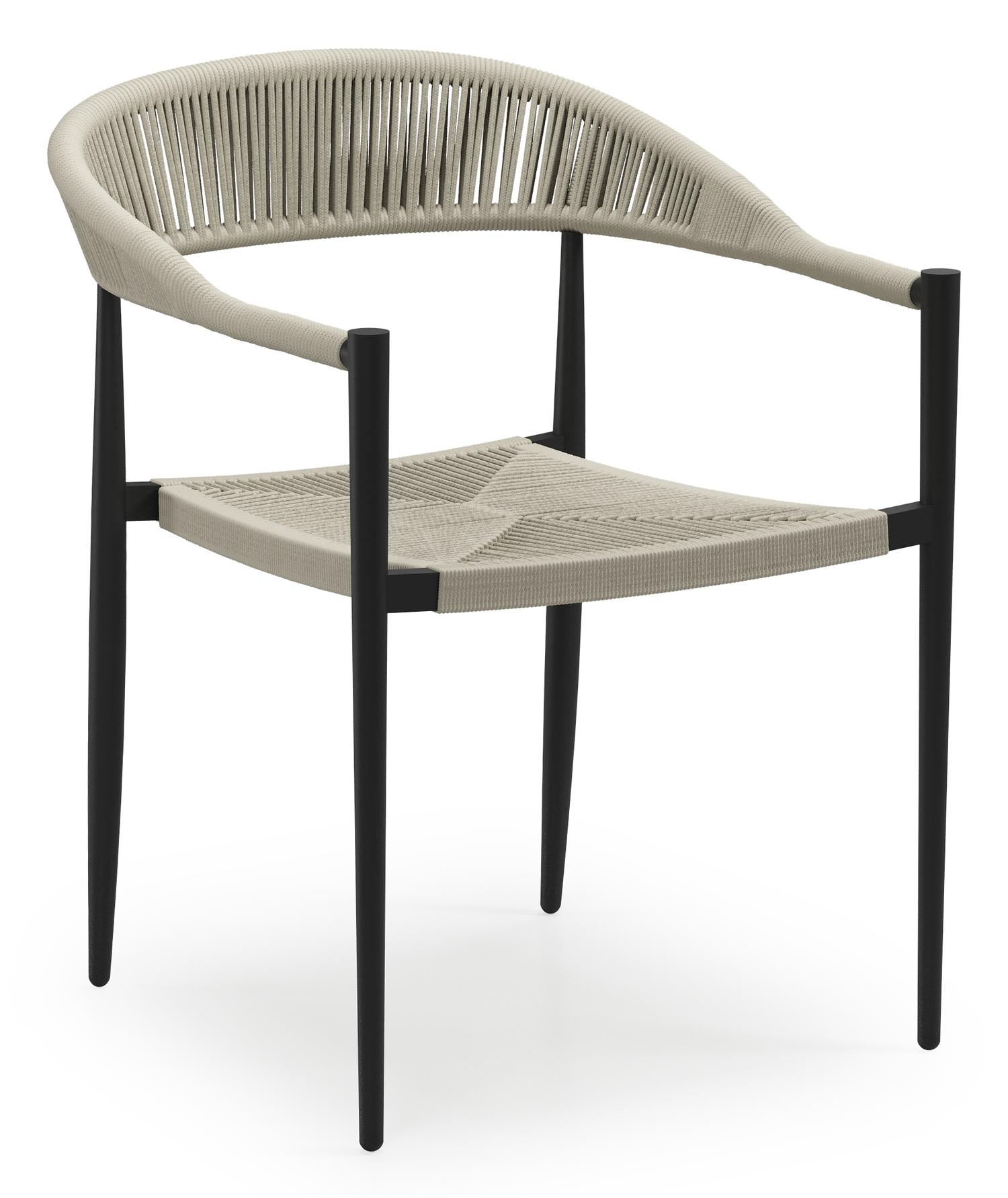 Ensemble de jardin Calzo en aluminium noir et polywood avec 6 chaises de jardin empilable Guarda