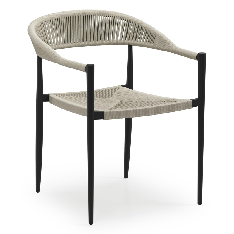 Chaise de jardin Guarda en aluminium noir et corde