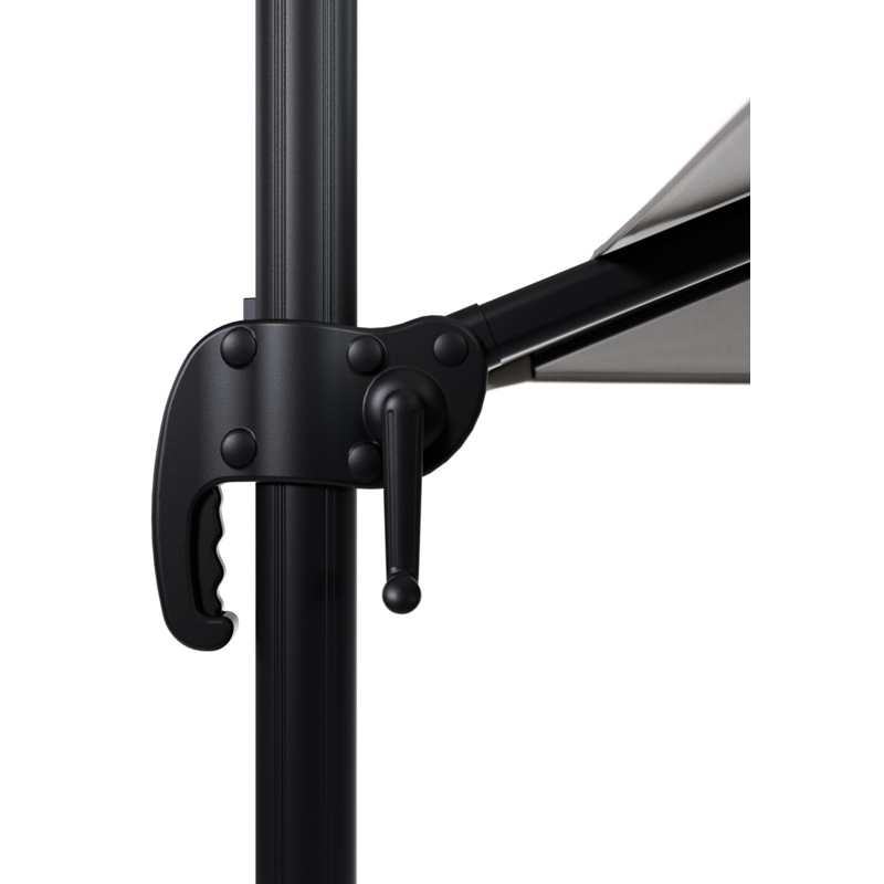 Calpe zweefparasol in zwart aluminium met grijs weather+ softtouch parasoldoek - L1 270 x L2 270 cm (zonder voet)