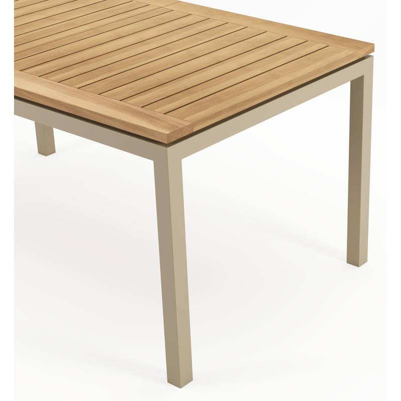 Amalfi verlengbare tuintafel rechthoekig in beige aluminium en teak - L 156-214 x B 90 x H 75 cm