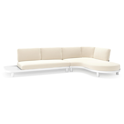 Donato loungehoek in wit aluminium met all weather cosytica Althea Off White kussen