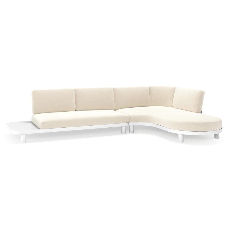 Salon de jardin d'angle Donato en aluminium blanc et coussins en all weather cosytica Althea Off White