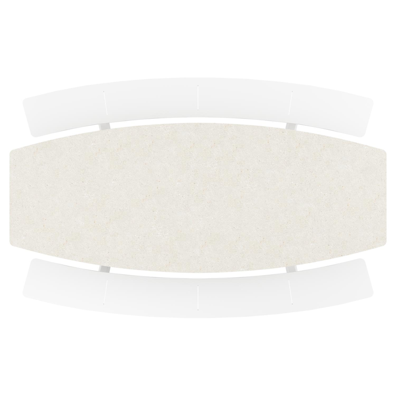 Table de pique-nique Forno forme de bateau en aluminium blanc et céramique pleine - Lg.ong. 280 x - Lg. 280 x Lrg. 192 x Haut. 72 cm