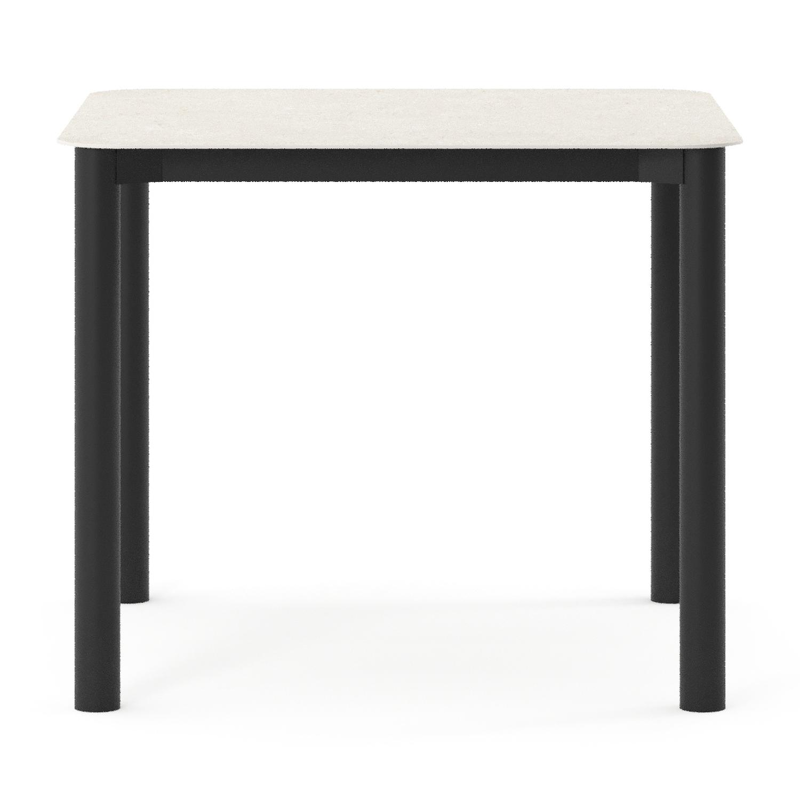 Orso tuintafel rechthoekig afgerond in zwart aluminium en volkeramiek Shilin - L 90 x B 90 x H 74.5 cm