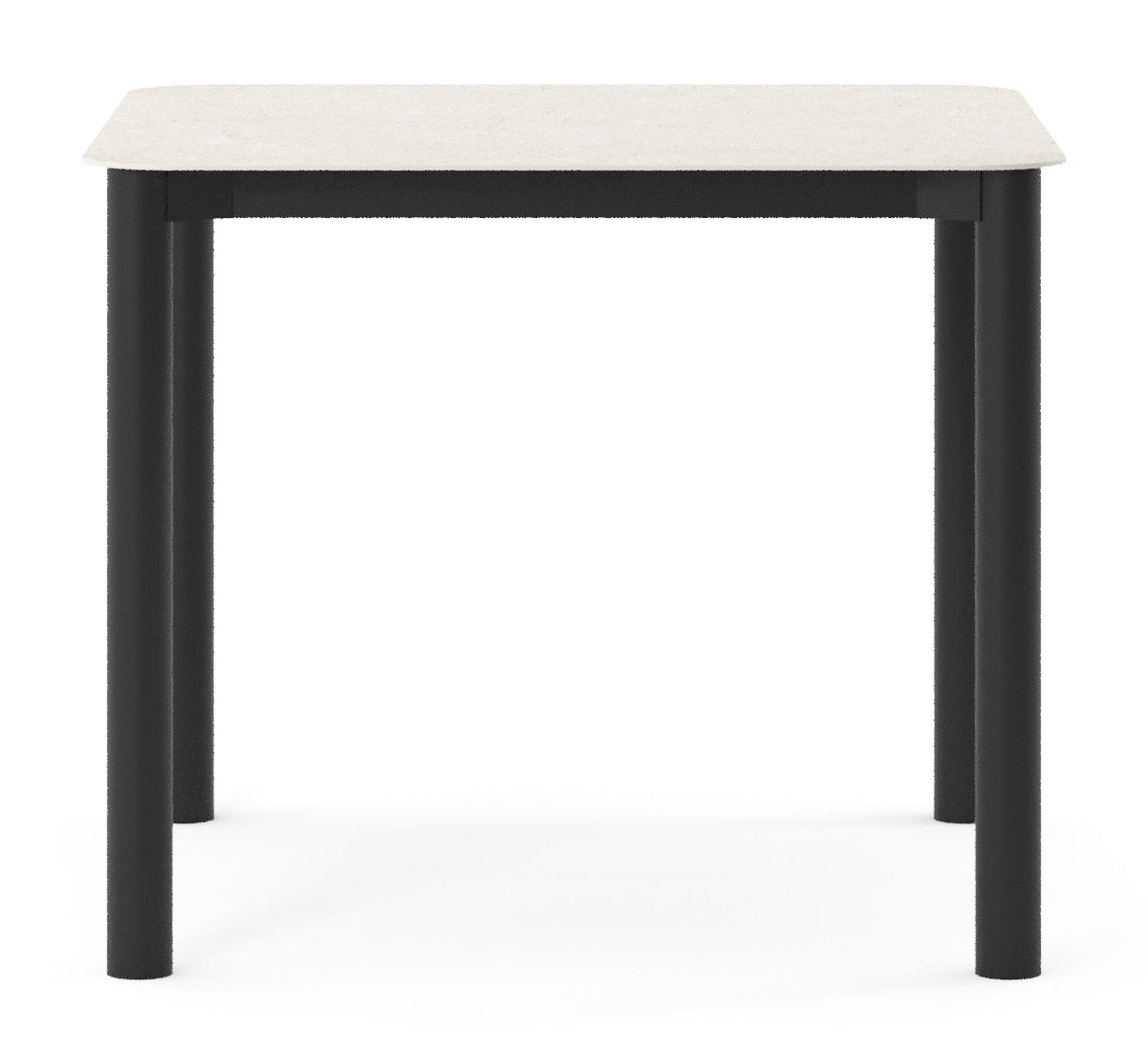 Table de jardin Orso rectangulaire arrondi en aluminium noir et céramique pleine Shilin - Lg. 90 x Lrg. 90 x Haut. 75 cm