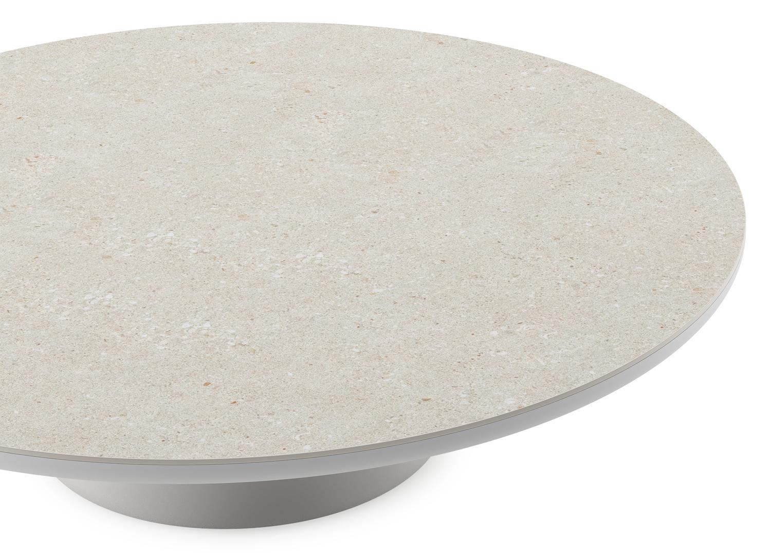 Amico loungetafel rond in wit aluminium en volkeramiek Shilin - Dia. 110 x H 28 cm