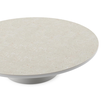 Table de basse Amico ronde en aluminium blanc et céramique pleine Shilin - Diam. 110 x Haut. 28 cm