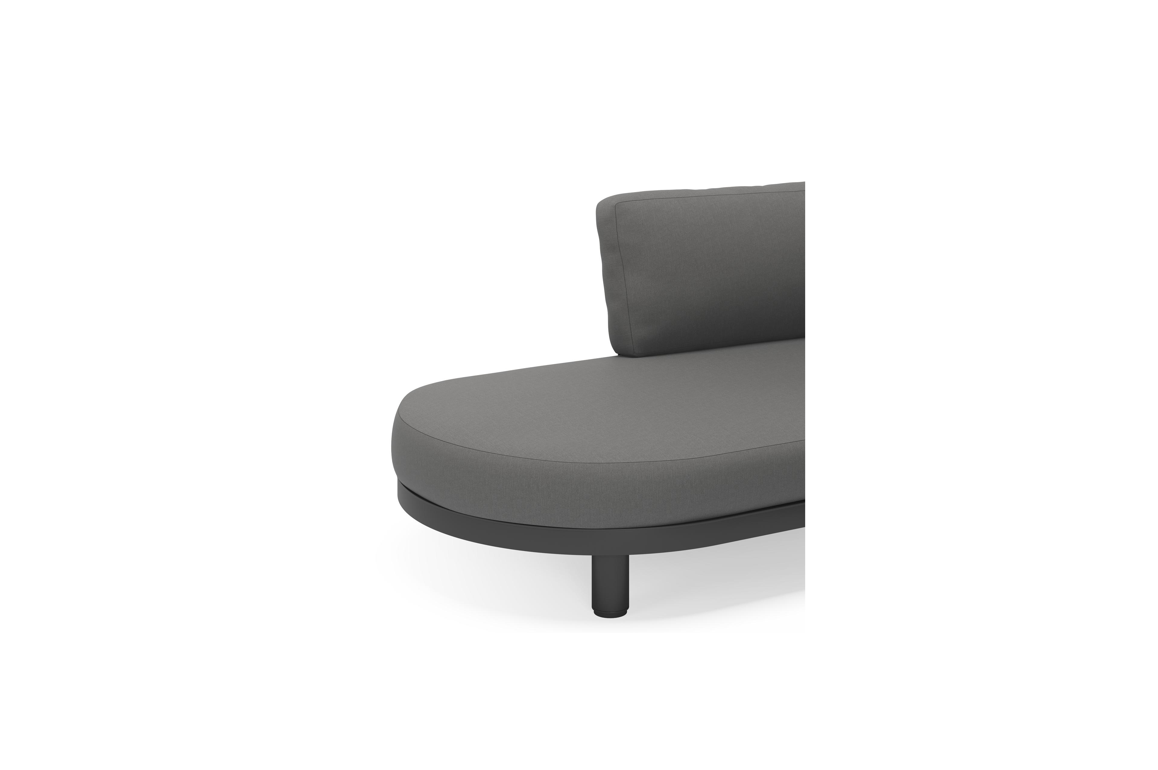 Donato loungehoek in zwart aluminium en met savane zinc all weather sunbrella® luxe kussens