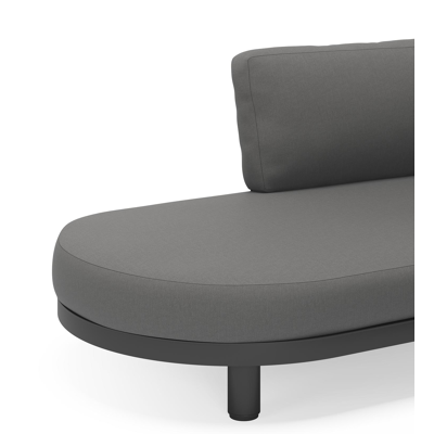 Donato loungehoek in zwart aluminium en met savane zinc all weather sunbrella® luxe kussens