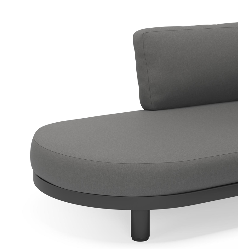 Donato loungehoek in zwart aluminium en met savane zinc all weather sunbrella® luxe kussens