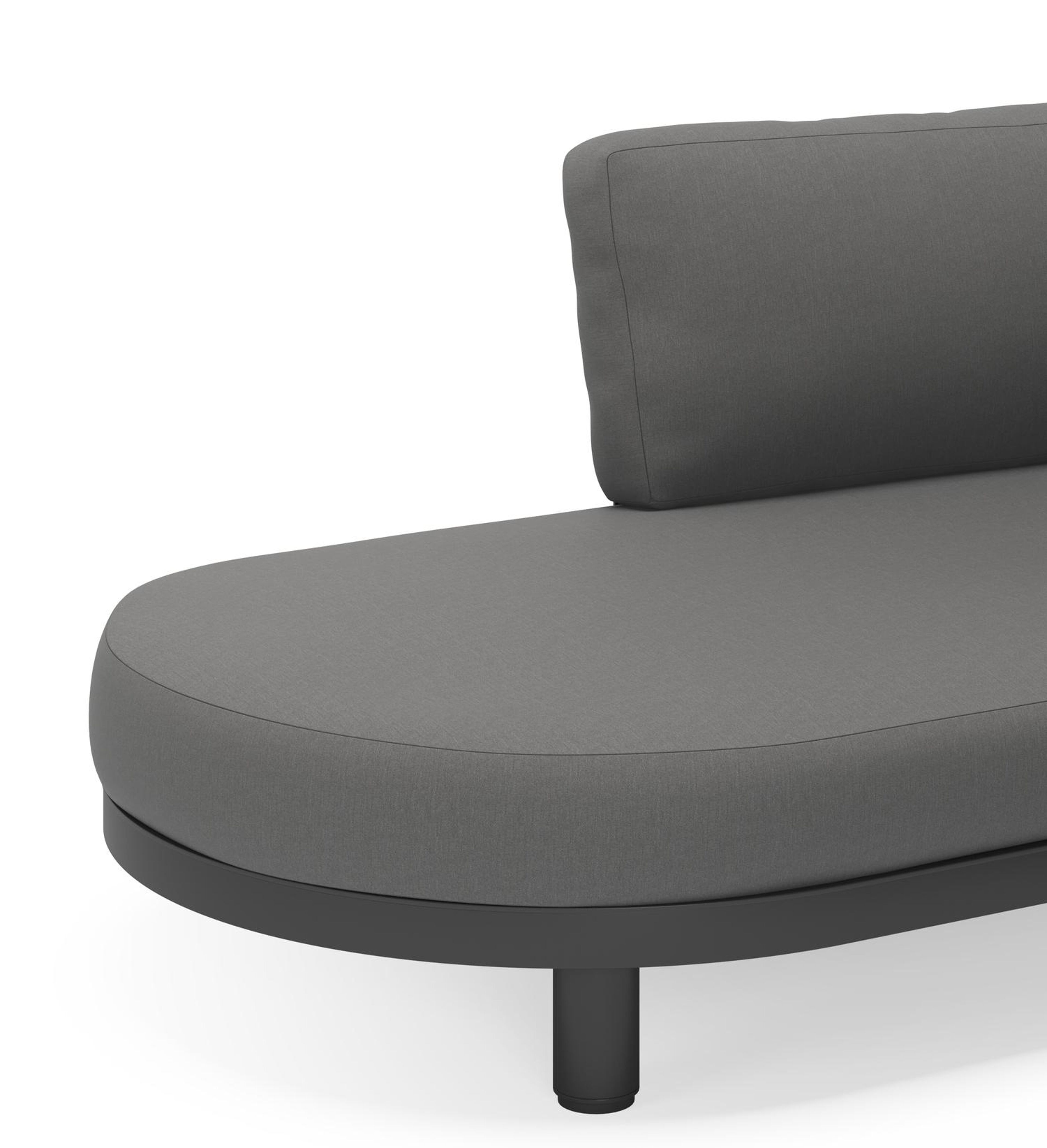 Donato loungehoek in zwart aluminium en met savane zinc all weather sunbrella® luxe kussens