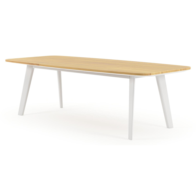 Lacrima tuintafel bootvorm in wit aluminium en teak - L 255 x B 115 x H 73 cm