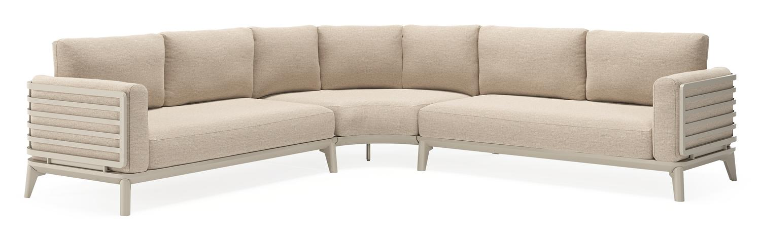 Salon de jardin d'angle Mosa en aluminium beige avec coussins en weather+ softtouch rustic