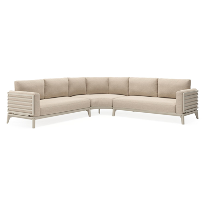 Salon de jardin d'angle Mosa en aluminium beige avec coussins en weather+ softtouch rustic