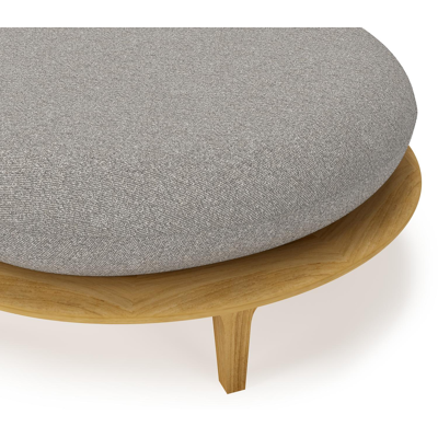 Bomero poef in teak met tundra charcoal all weather sunbrella® luxe kussen