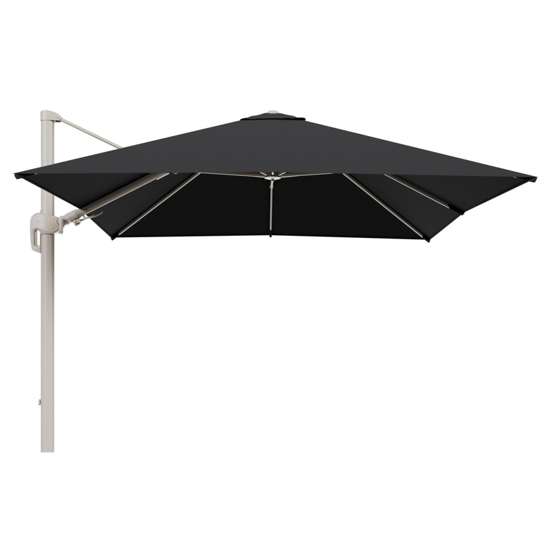 Rufina zweefparasol tiltfunctie in beige aluminium en parasoldoek in All Weather Sunbrella® Luxe Natte Sooty  - L1 300 x L2 300 cm (zonder voet)