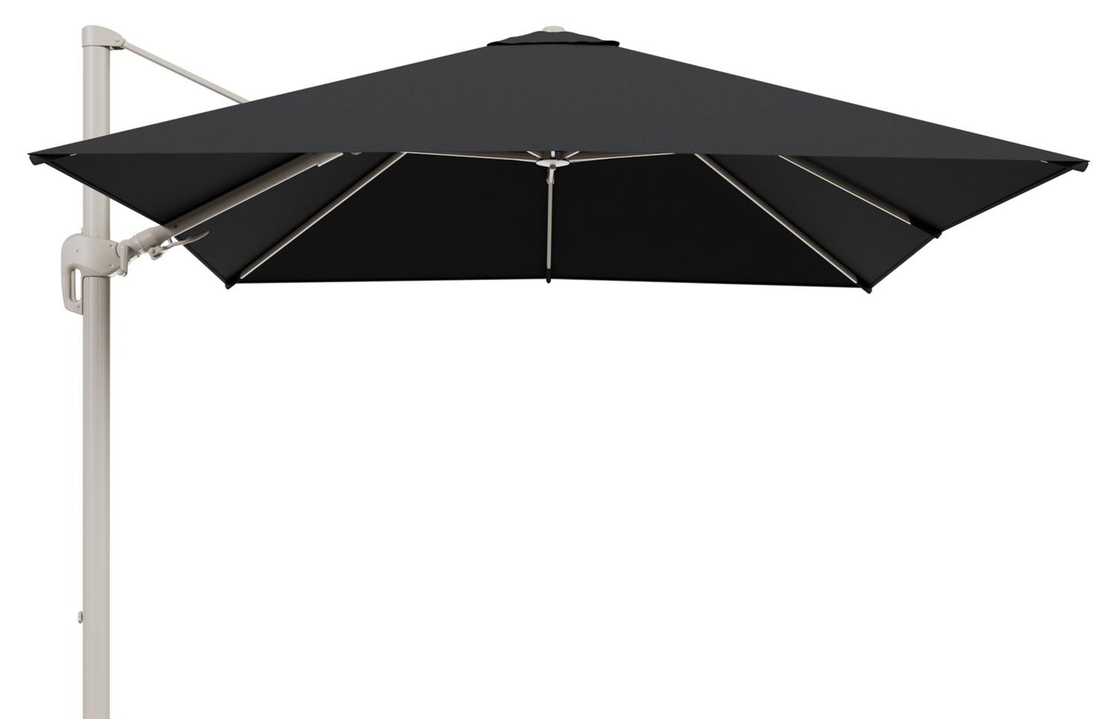 Rufina zweefparasol tiltfunctie in beige aluminium en parasoldoek in All Weather Sunbrella® Luxe Natte Sooty  - L1 300 x L2 300 cm (zonder voet) (zonder voet)