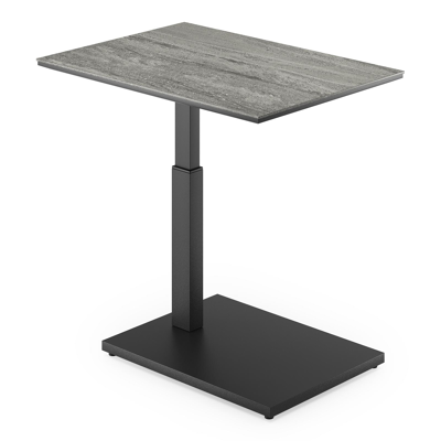 Table d'appoint Cirello Pop-up en aluminium noir et céramique pleine aspen grey - Lg. 70 x Lrg. 50 x Haut. 66 cm