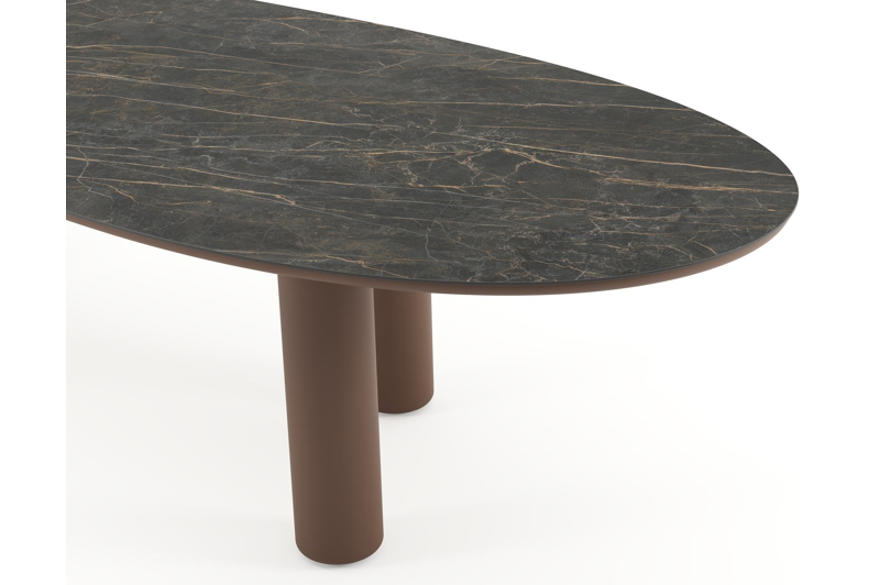 Amico tuintafel organisch in taupe aluminium en volkeramiek Black Obsession - L 320 x B 120 x H 73.5 cm