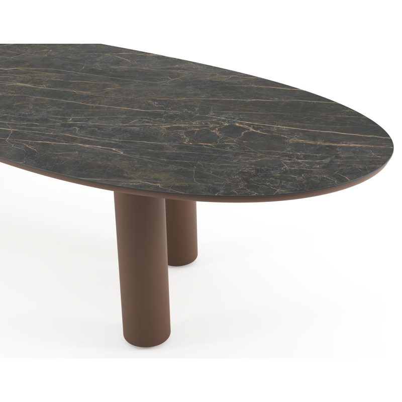 Table de jardin Amico organique en taupe aluminium et céramique pleine Black Obsession - Lg. 320 x Lrg. 120 x Haut. 73.5 cm