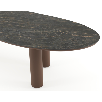 Amico tuintafel organisch in taupe aluminium en volkeramiek Black Obsession - L 320 x B 120 x H 73.5 cm