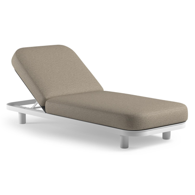 Chaise longue réglable Donato en aluminium blanc et coussin en all weather Cosytica catania beige