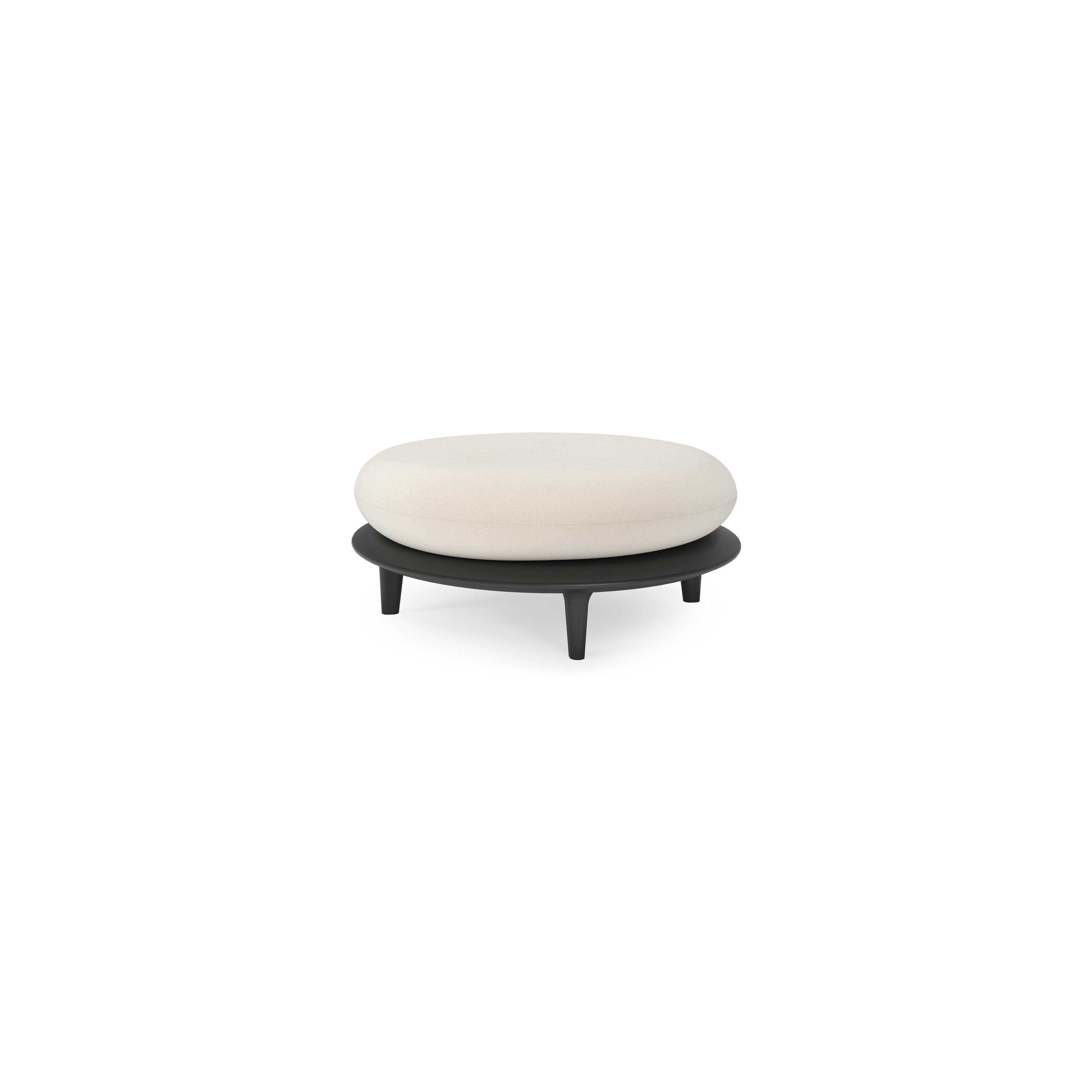 Bomero poef in zwart aluminium met lopi snow all weather sunbrella® luxe kussen