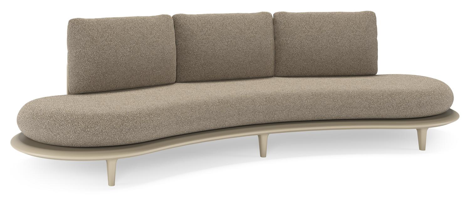 Bomero loungebank in beige aluminium met madagascar burch all weather cosytica kussen