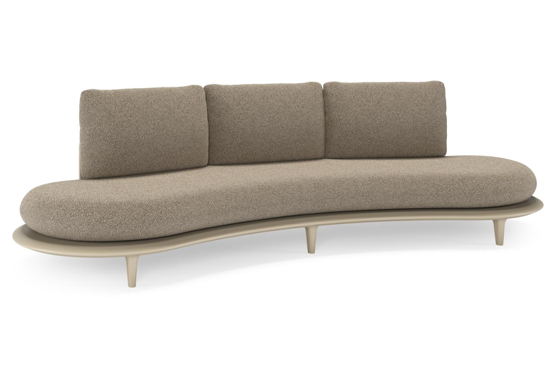 Bomero loungebank in beige aluminium met madagascar burch all weather cosytica kussen
