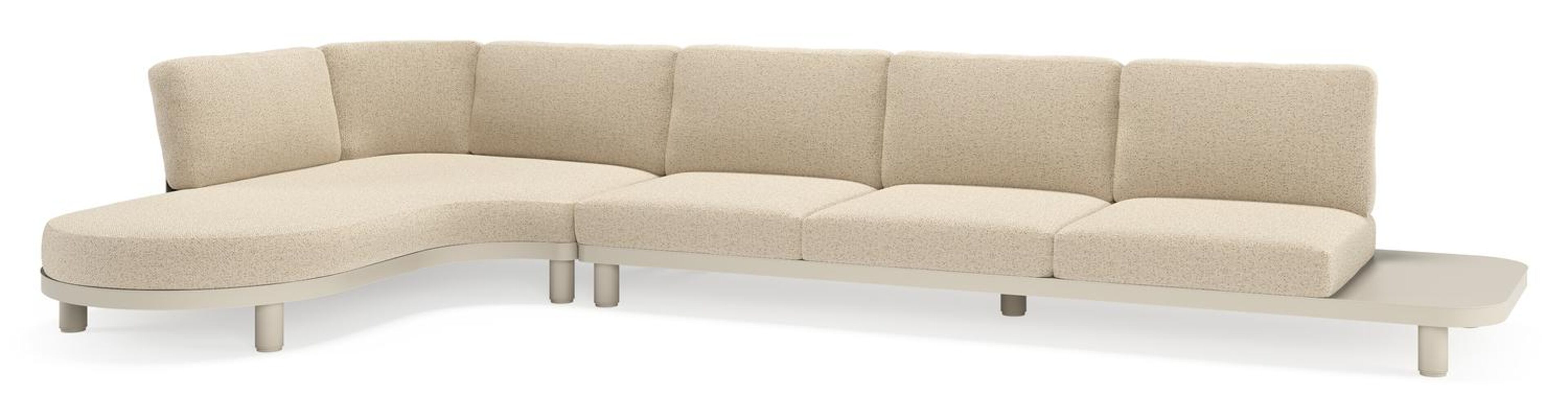 Donato loungehoek in beige aluminium met bora forest all weather cosytica kussen