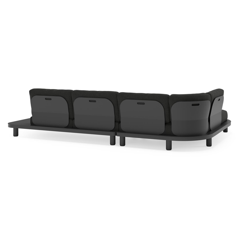 Donato loungehoek in zwart aluminium met all weather sunbrella® luxe Chartres Sooty kussen