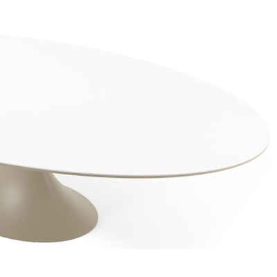 Fano tuintafel ovaal in beige aluminium en volkeramiek Arctic White - L 290 x B 148 x H 75 cm