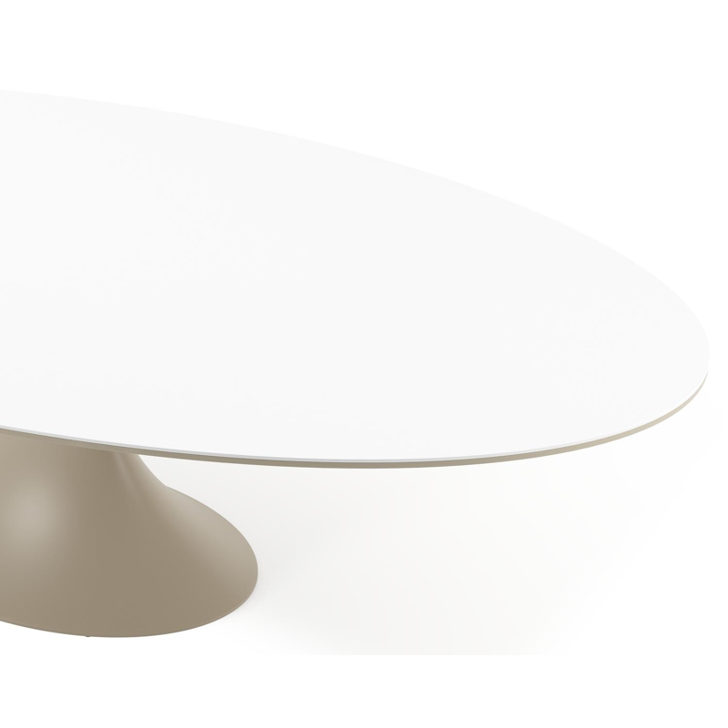 Fano tuintafel ovaal in beige aluminium en volkeramiek Arctic White - L 290 x B 148 x H 75 cm