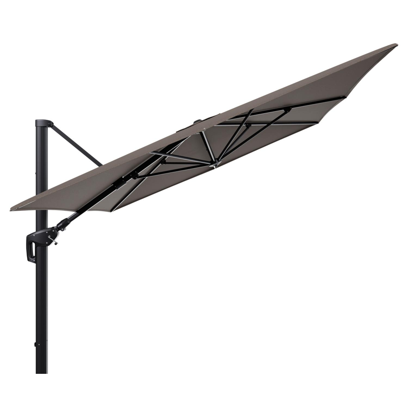 Parasol pendant Minore avec fonction tilt en aluminium noir et toile de parasol en All Weather Sunbrella® Luxe Lopi Coconut  - Lg.1 400 x Lg.2 300 cm (sans pied de parasol)