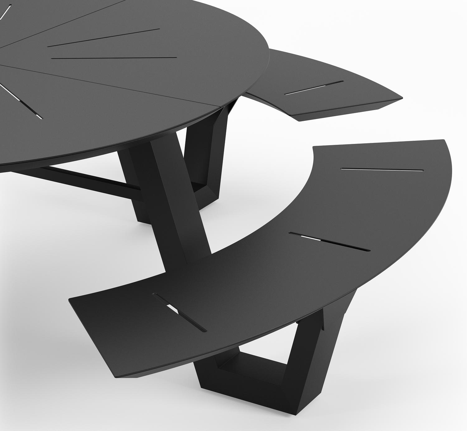 Rondino picknicktafel in zwart aluminium - Ø 236 x H 71,5 cm