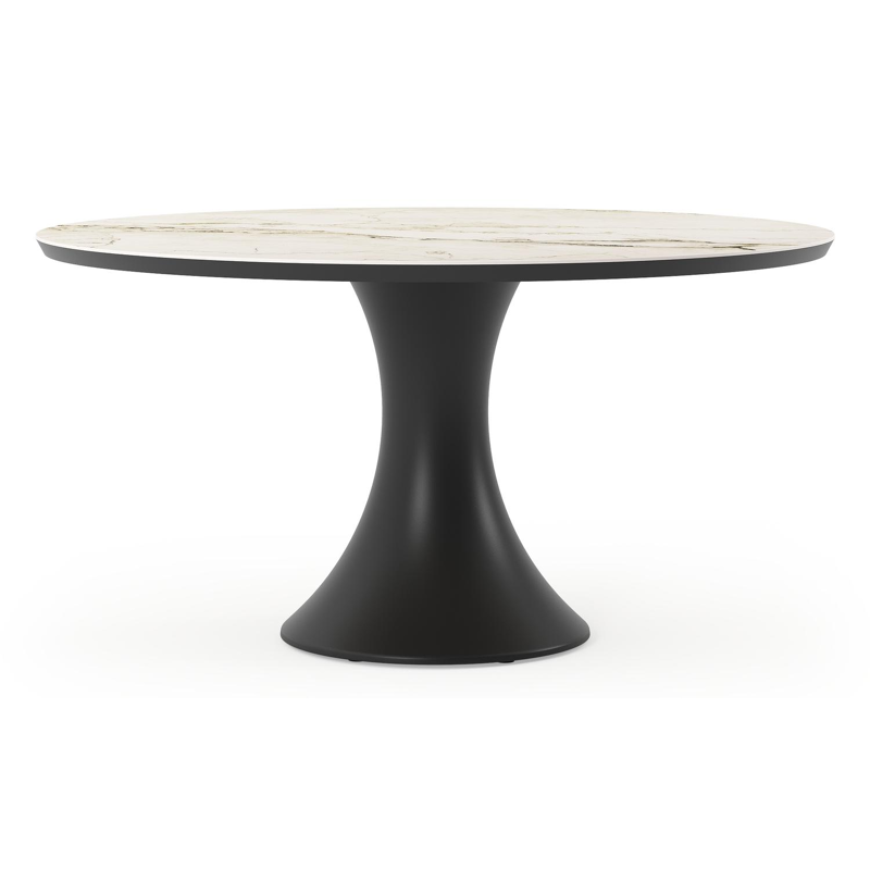 Fano tuintafel rond in zwart aluminium en volkeramiek colorado dunes - Dia. 148 x H 75 cm