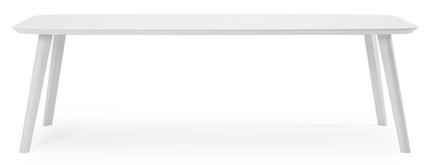 Mosa bootvormige tuinset in wit aluminium en sintered stone topo minerale met 6 Amalfi tuinstoelen