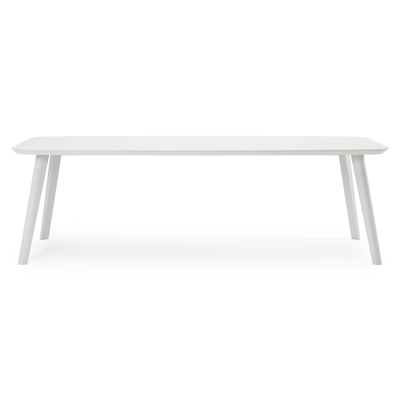 Mosa bootvormige tuinset in wit aluminium en sintered stone topo minerale met 6 Matera tuinstoelen