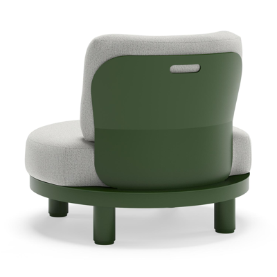 Donato loungestoel in groen aluminium met all weather sunbrella® luxe Savane Nimbus kussen